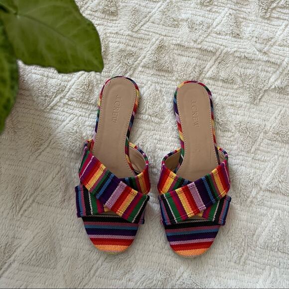 J. Crew Multistripe Cora Crisscross Slip On Sandals - Picture 2 of 7